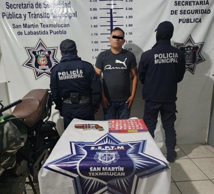 Policia texmelucan arma fuego detenido droga