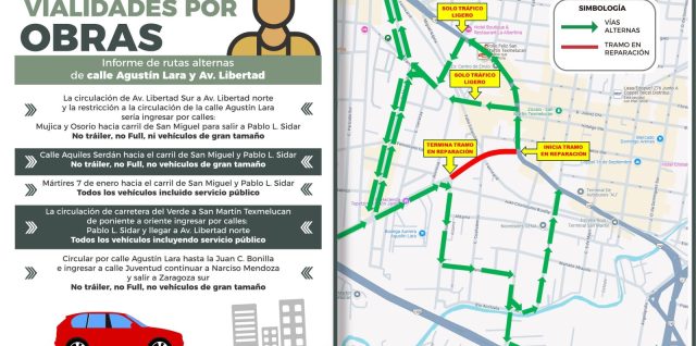 croquis de vialidades cerradas por obra publica san martin texmelucan enero 2025