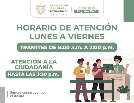 horario atencion registro civil texmelucan