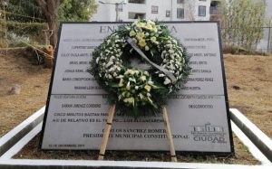 Monumento en el que se recuerdan a las 20 victimas mortales de los hechos ocurridos un 19 de diciembre del 2010 en San Martín Texmelucan